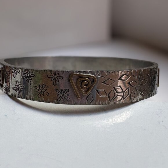 Q. Miller Artisan Bracelet – “Fierce” Pattern – Handcrafted Pewter & Mixed Metal - Picture 6 of 8